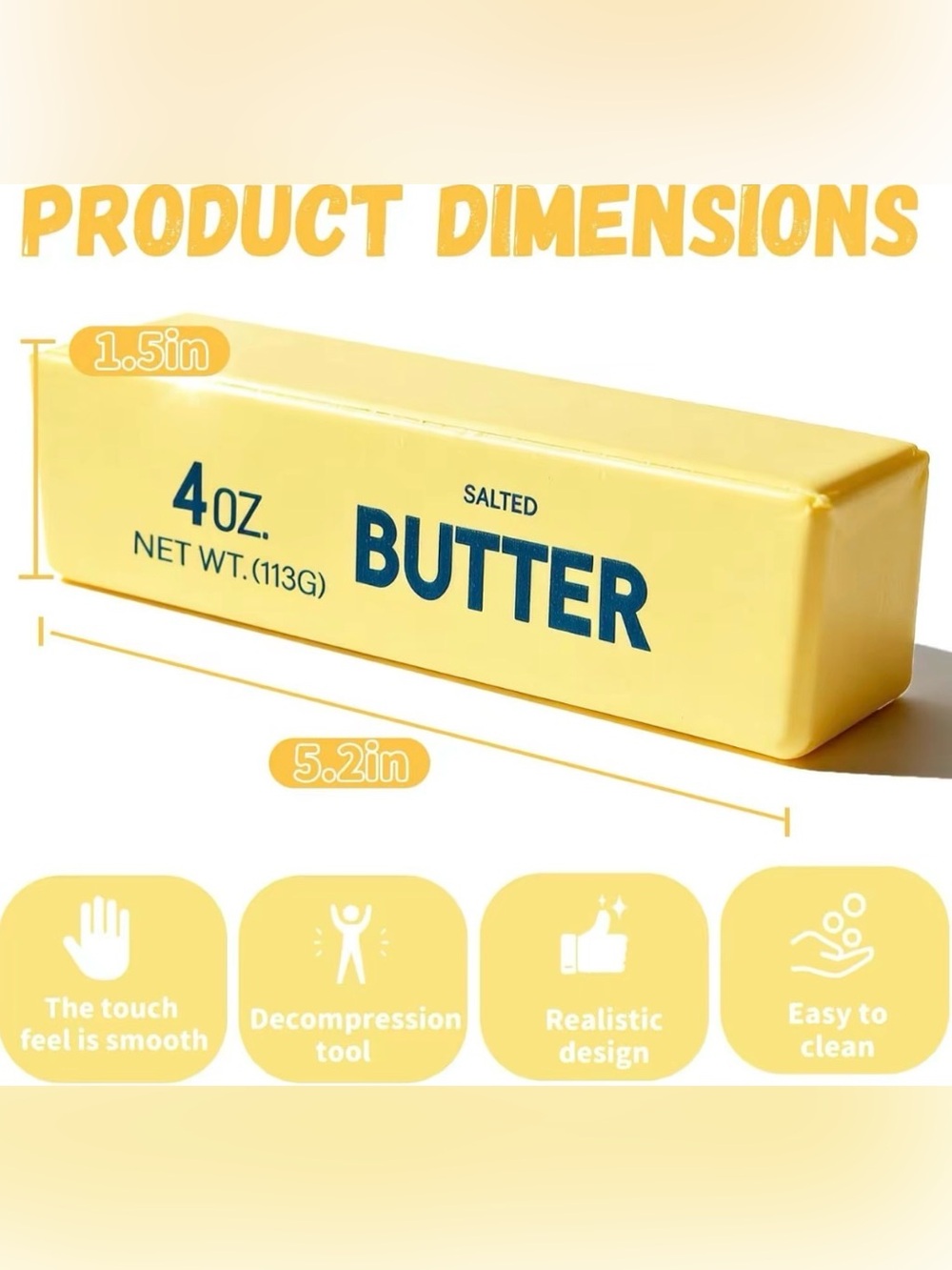 3 Pack Butter Stick Squishy Toy Realistic Slow Rising Stress Relief Squeeze Toy⁠ - Picture 4 of 11
